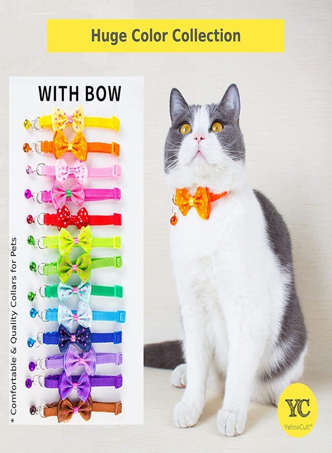 Pups&Pets 3 Pieces Cat Collars - Classic Bow Design, with Bell, Adjustable Strap, and Safety Release Buckle [Modern Design for Your Cute Cats, Puppies & Small Dogs- 3 Random Colors] - Image 3